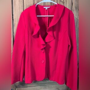 Elegant Women's Ruffled Red Jacket